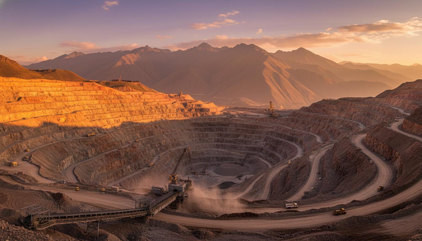 Mine d'or dans les Andes péruviennes au coucher du soleil